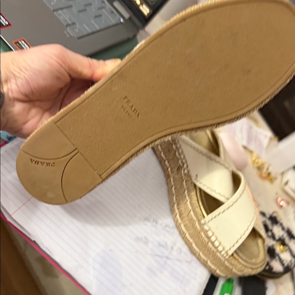 Prada Women's Cream Espadrille Slides - Picture 2 of 8